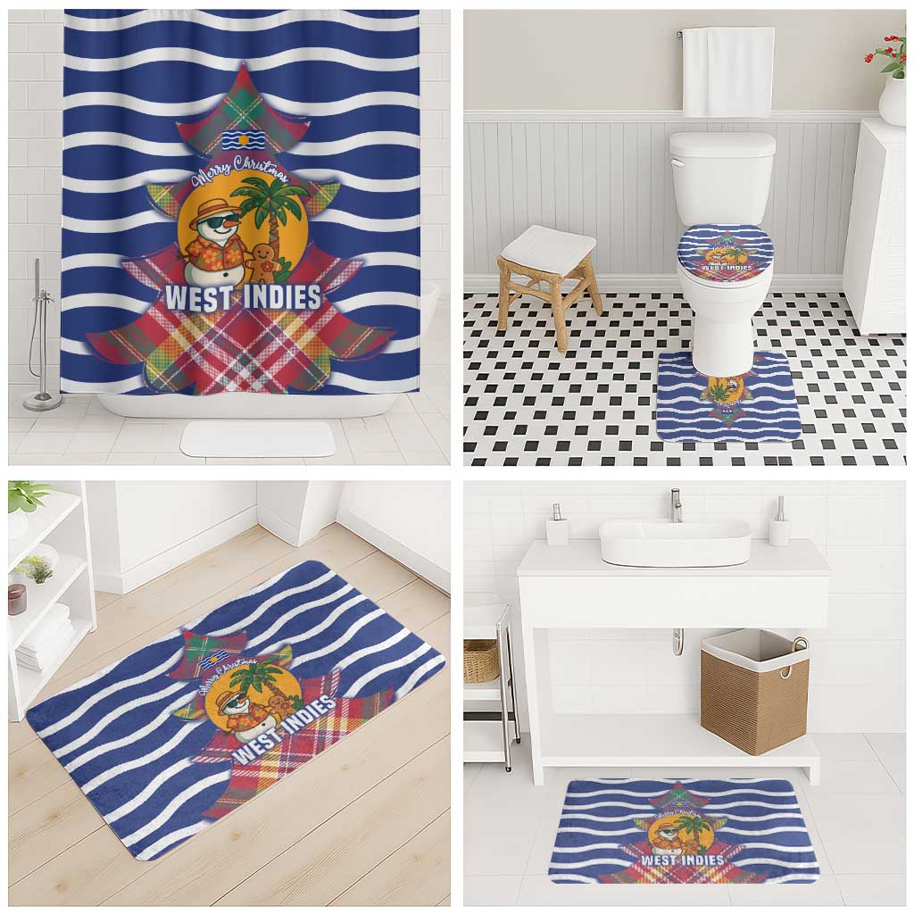 West Indies Christmas Bathroom Set with Tropical Snowman Palm Tree Gingerbread and Plaid Design - Wonder Print Shop