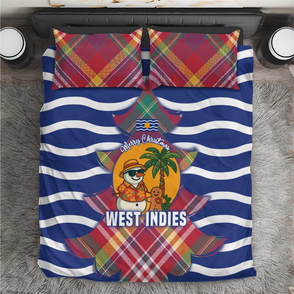 West Indies Christmas Bedding Set with Tropical Snowman Palm Tree Gingerbread and Plaid Design - Wonder Print Shop