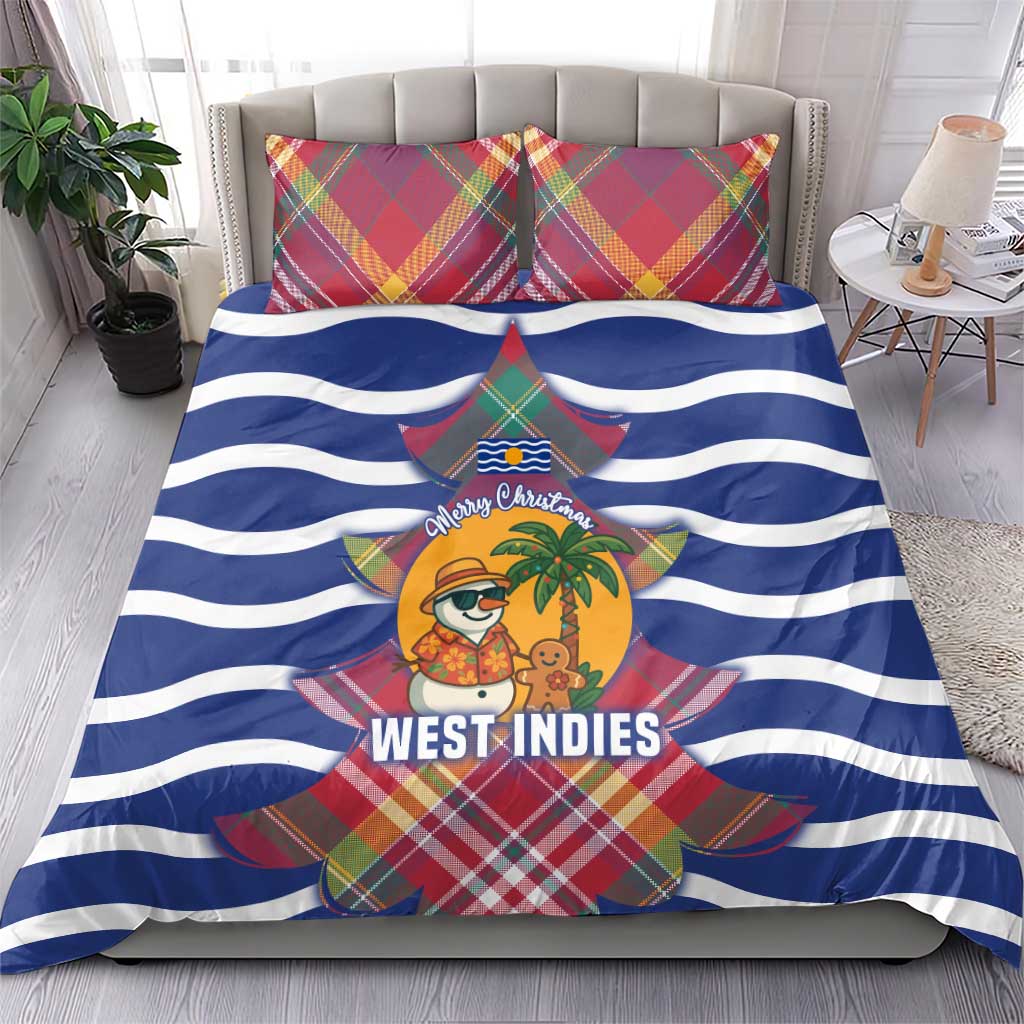West Indies Christmas Bedding Set with Tropical Snowman Palm Tree Gingerbread and Plaid Design - Wonder Print Shop