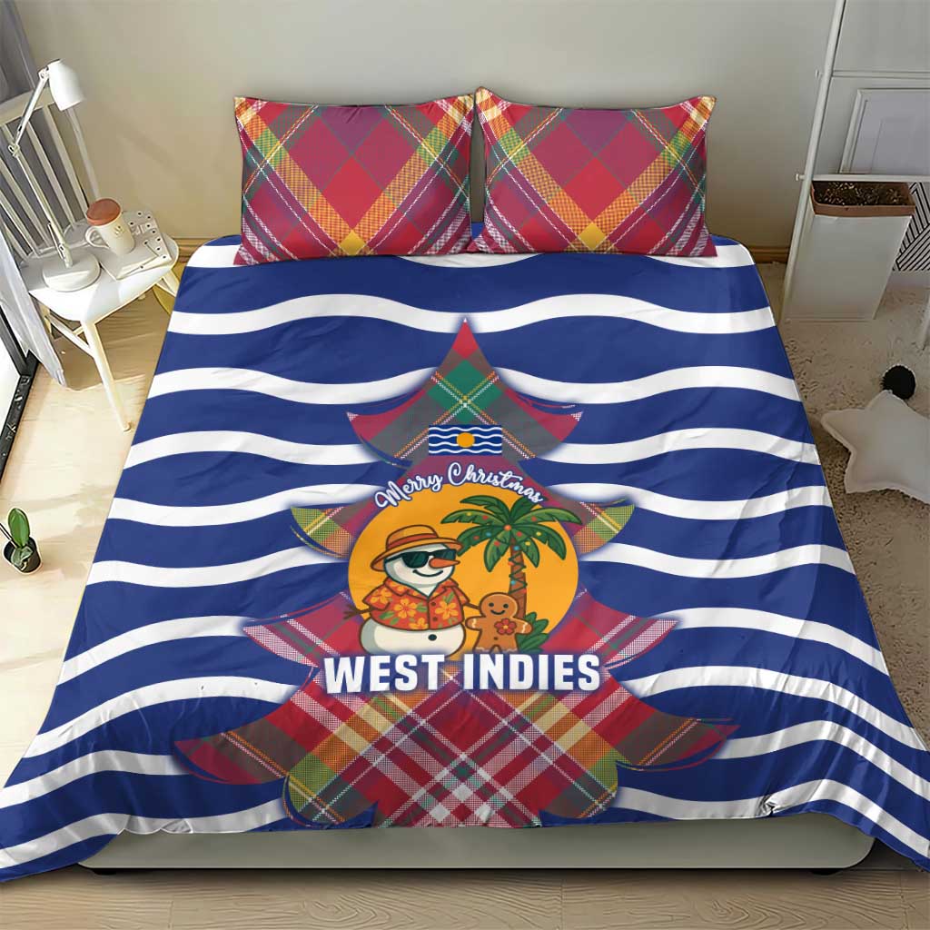 West Indies Christmas Bedding Set with Tropical Snowman Palm Tree Gingerbread and Plaid Design - Wonder Print Shop