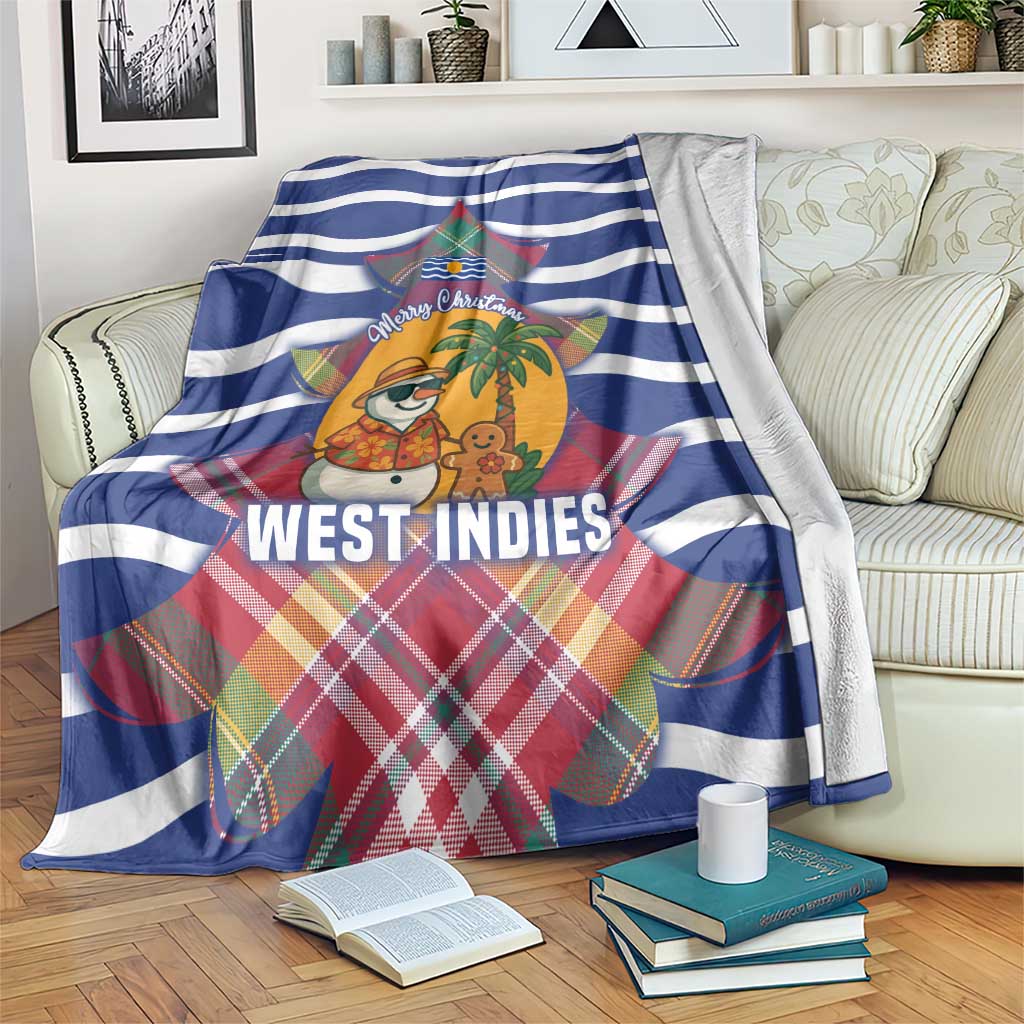 West Indies Christmas Blanket with Tropical Snowman Palm Tree Gingerbread and Plaid Design - Wonder Print Shop