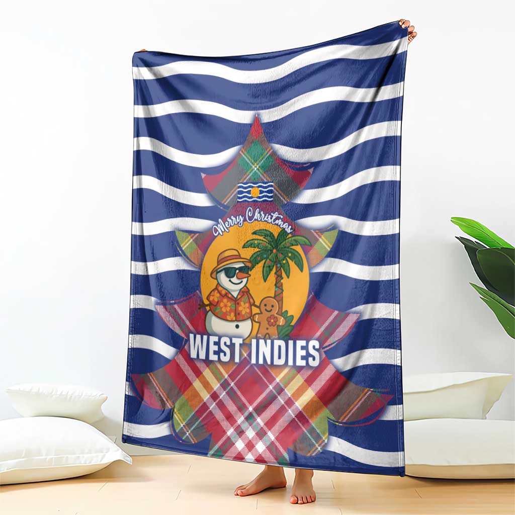 West Indies Christmas Blanket with Tropical Snowman Palm Tree Gingerbread and Plaid Design - Wonder Print Shop
