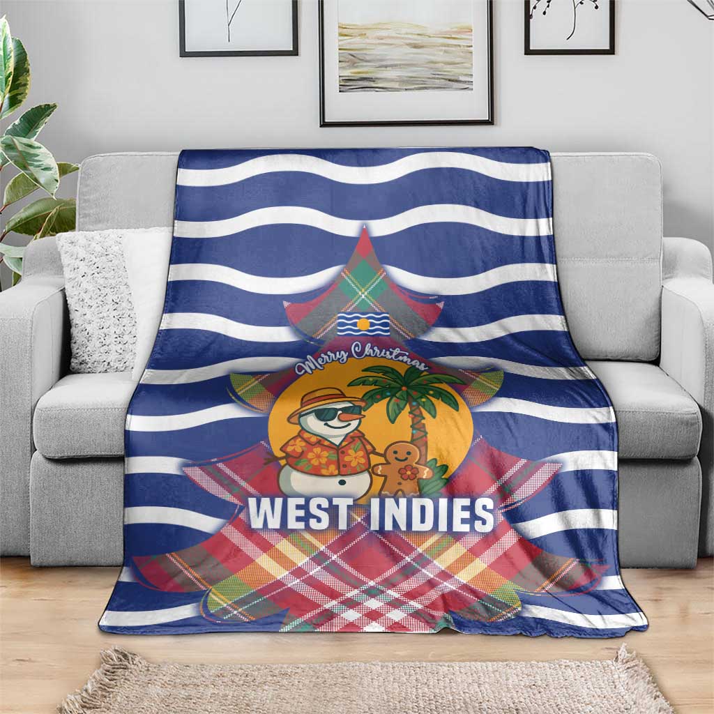 West Indies Christmas Blanket with Tropical Snowman Palm Tree Gingerbread and Plaid Design - Wonder Print Shop