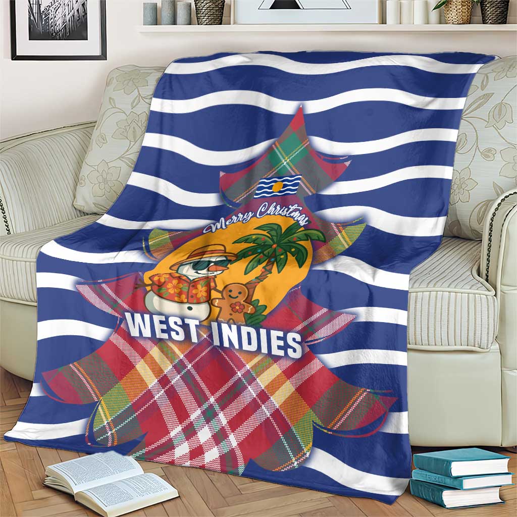West Indies Christmas Blanket with Tropical Snowman Palm Tree Gingerbread and Plaid Design - Wonder Print Shop
