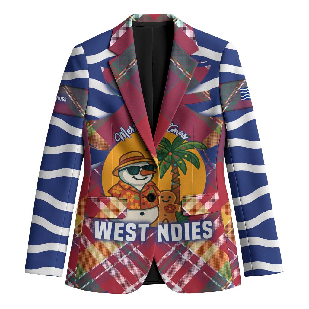 West Indies Christmas Blazer with Tropical Snowman Palm Tree Gingerbread and Plaid Design - Wonder Print Shop