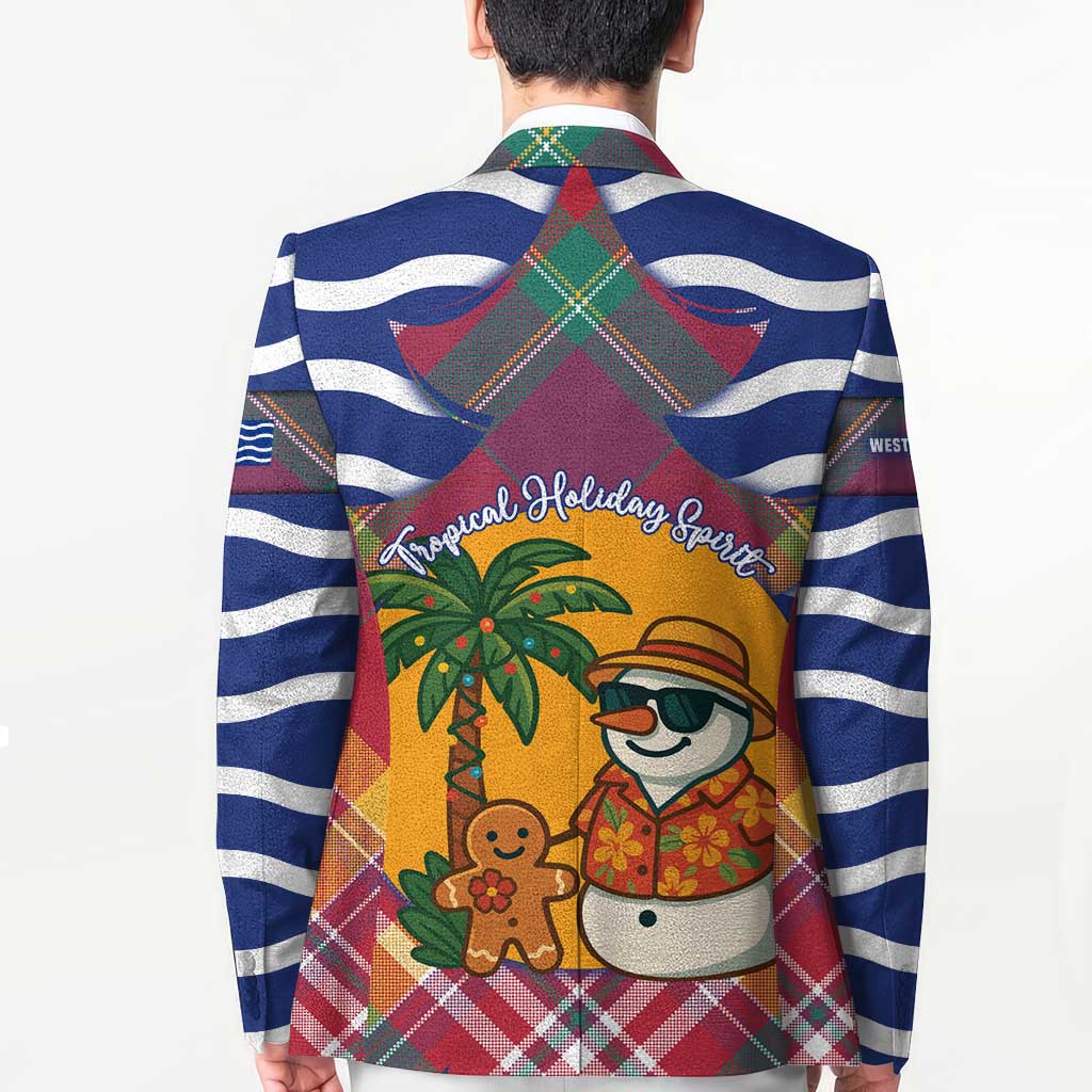 West Indies Christmas Blazer with Tropical Snowman Palm Tree Gingerbread and Plaid Design - Wonder Print Shop
