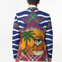 West Indies Christmas Blazer with Tropical Snowman Palm Tree Gingerbread and Plaid Design - Wonder Print Shop