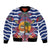 West Indies Christmas Bomber Jacket with Tropical Snowman Palm Tree Gingerbread and Plaid Design - Wonder Print Shop