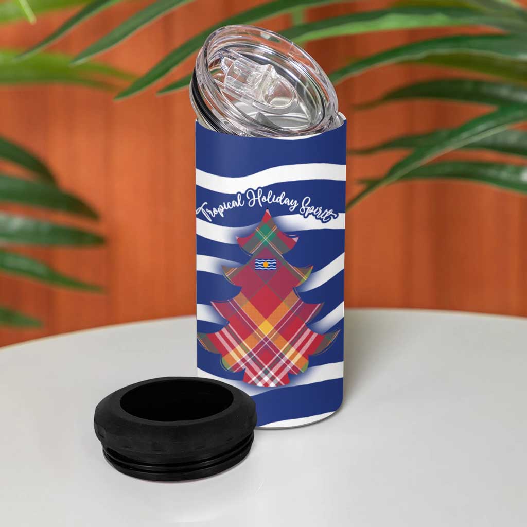 West Indies Christmas 4 in 1 Can Cooler Tumbler with Tropical Snowman Palm Tree Gingerbread and Plaid Design - Wonder Print Shop