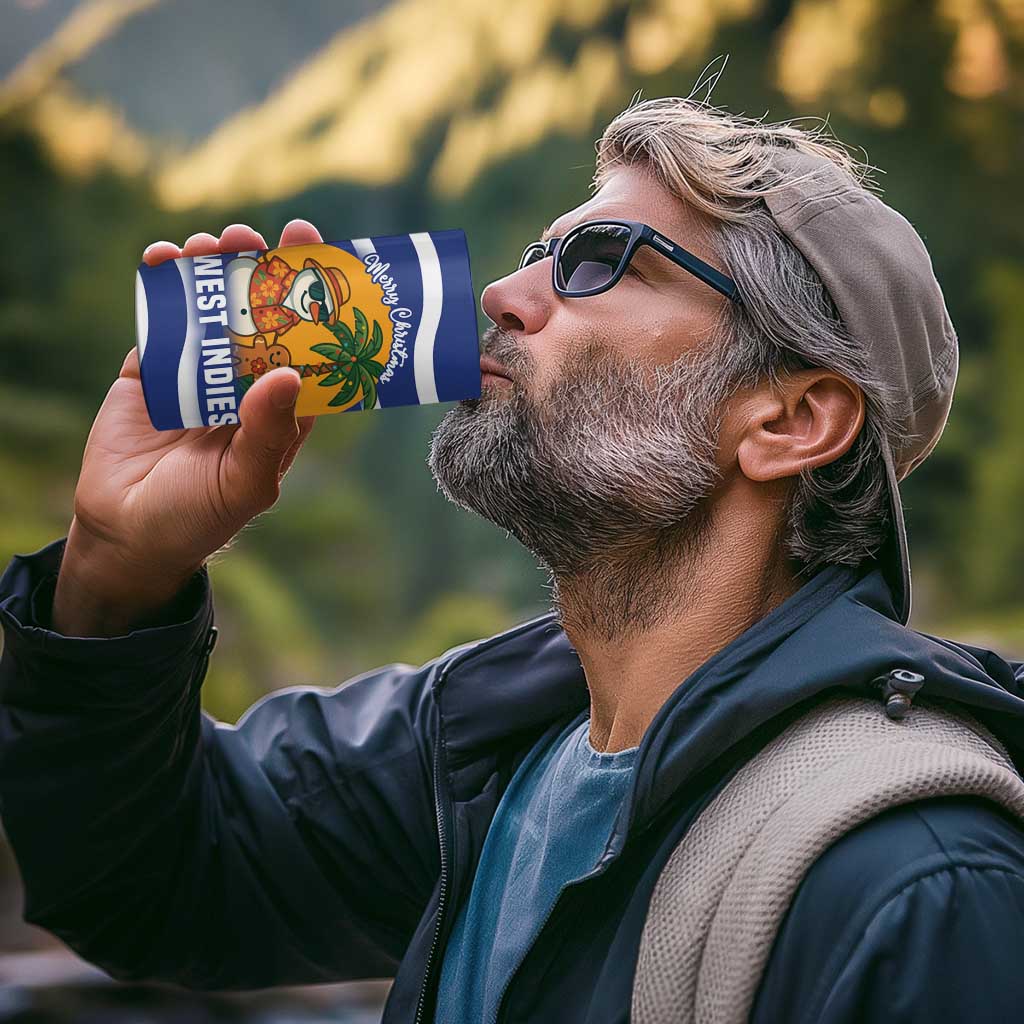 West Indies Christmas 4 in 1 Can Cooler Tumbler with Tropical Snowman Palm Tree Gingerbread and Plaid Design - Wonder Print Shop