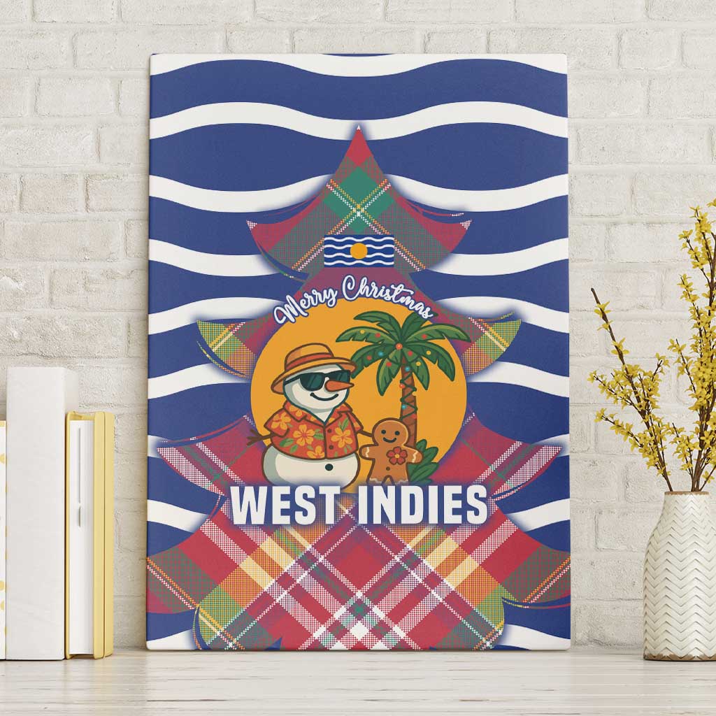 West Indies Christmas Canvas Wall Art with Tropical Snowman Palm Tree Gingerbread and Plaid Design - Wonder Print Shop