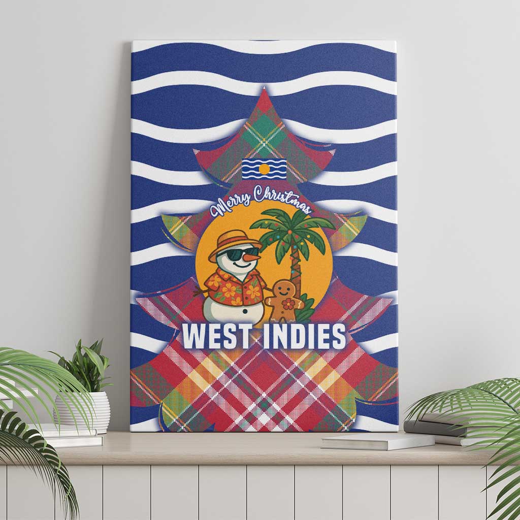 West Indies Christmas Canvas Wall Art with Tropical Snowman Palm Tree Gingerbread and Plaid Design - Wonder Print Shop
