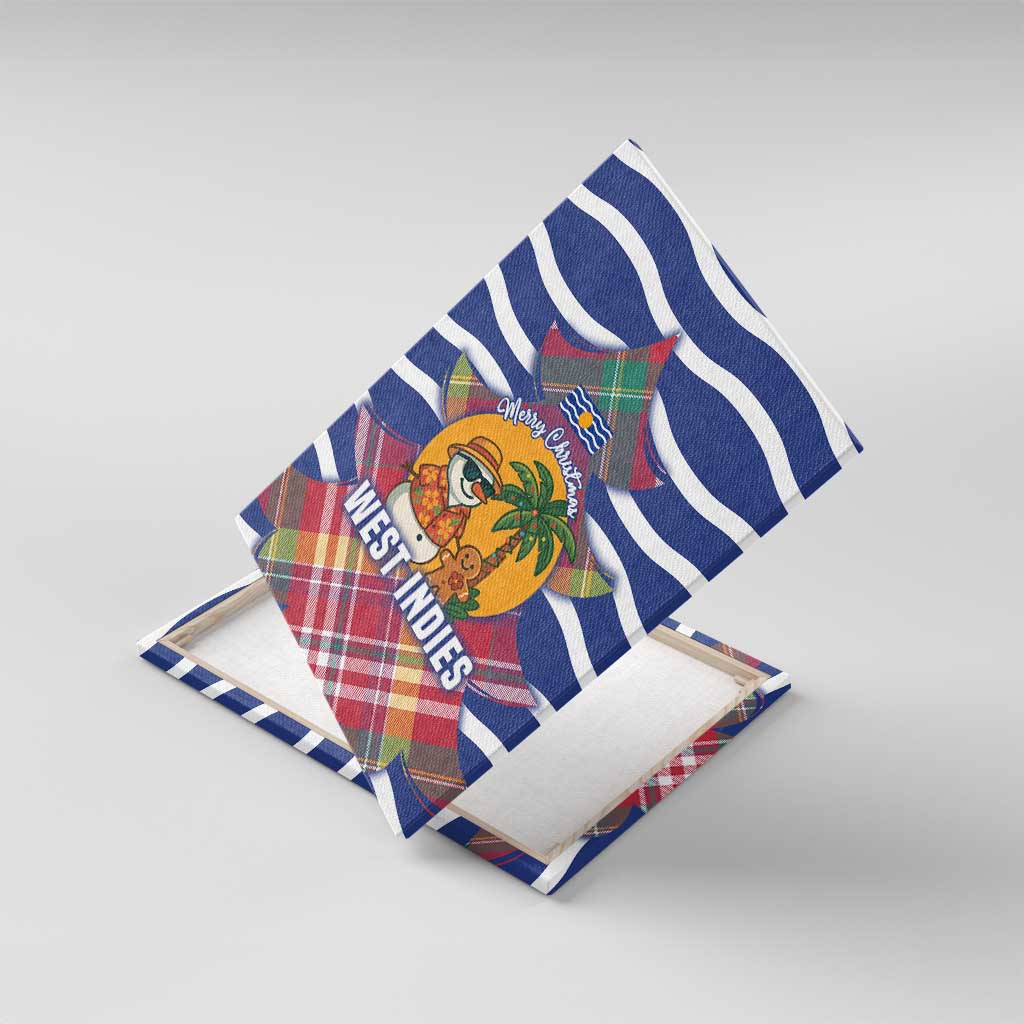 West Indies Christmas Canvas Wall Art with Tropical Snowman Palm Tree Gingerbread and Plaid Design - Wonder Print Shop