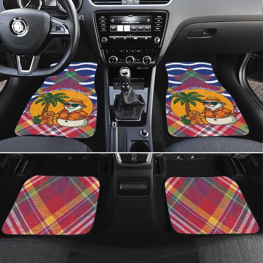 West Indies Christmas Car Mats with Tropical Snowman Palm Tree Gingerbread and Plaid Design - Wonder Print Shop