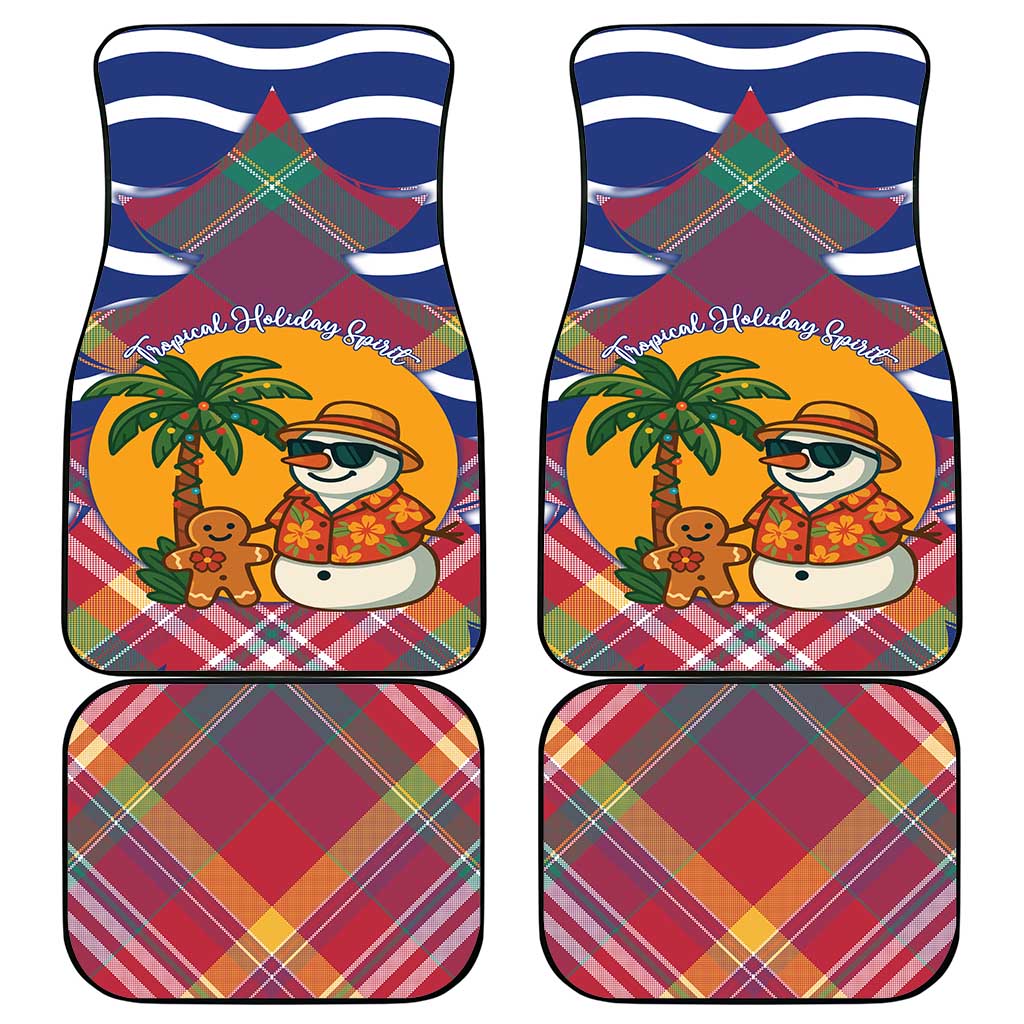 West Indies Christmas Car Mats with Tropical Snowman Palm Tree Gingerbread and Plaid Design - Wonder Print Shop