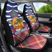 West Indies Christmas Car Seat Cover with Tropical Snowman Palm Tree Gingerbread and Plaid Design - Wonder Print Shop