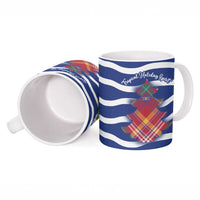 West Indies Christmas Ceramic Mug with Tropical Snowman Palm Tree Gingerbread and Plaid Design - Wonder Print Shop