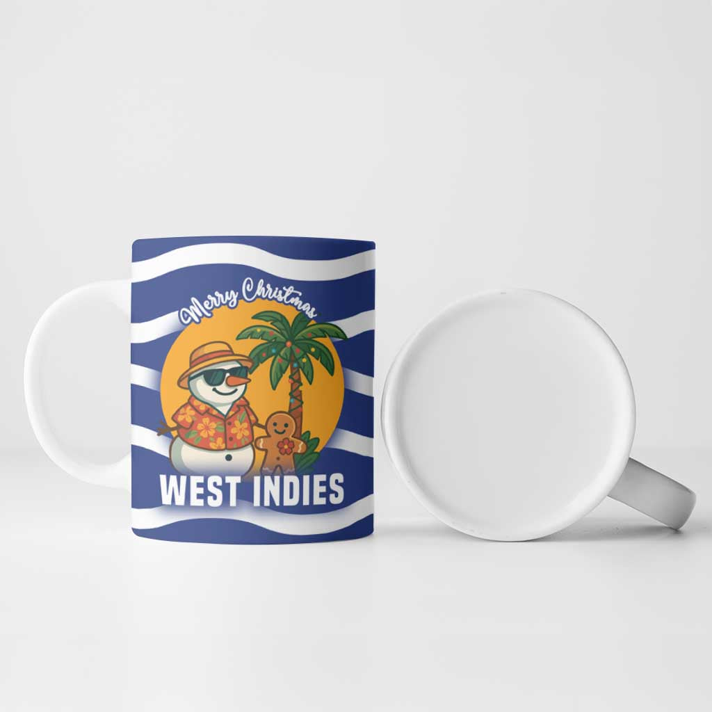 West Indies Christmas Ceramic Mug with Tropical Snowman Palm Tree Gingerbread and Plaid Design - Wonder Print Shop