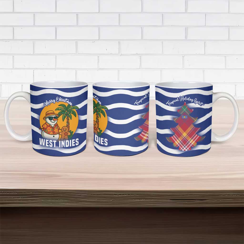 West Indies Christmas Ceramic Mug with Tropical Snowman Palm Tree Gingerbread and Plaid Design - Wonder Print Shop