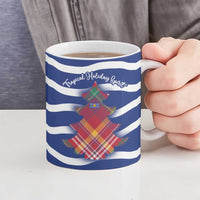 West Indies Christmas Ceramic Mug with Tropical Snowman Palm Tree Gingerbread and Plaid Design - Wonder Print Shop
