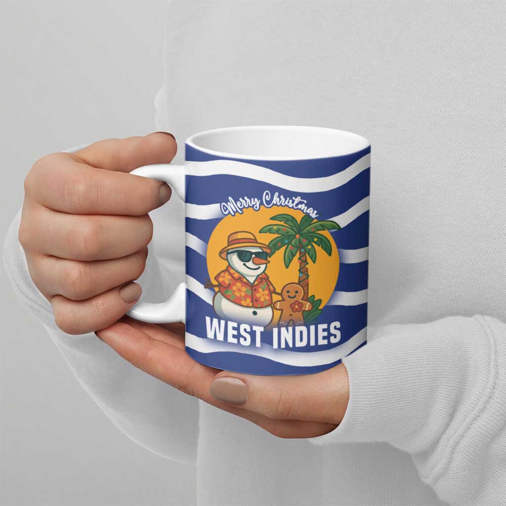 West Indies Christmas Ceramic Mug with Tropical Snowman Palm Tree Gingerbread and Plaid Design - Wonder Print Shop