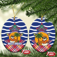 West Indies Christmas Ceramic Ornament with Tropical Snowman Palm Tree Gingerbread and Plaid Design - Wonder Print Shop