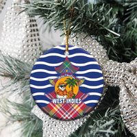 West Indies Christmas Ceramic Ornament with Tropical Snowman Palm Tree Gingerbread and Plaid Design - Wonder Print Shop