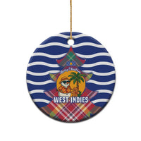 West Indies Christmas Ceramic Ornament with Tropical Snowman Palm Tree Gingerbread and Plaid Design - Wonder Print Shop