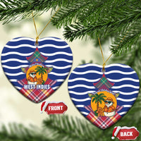 West Indies Christmas Ceramic Ornament with Tropical Snowman Palm Tree Gingerbread and Plaid Design - Wonder Print Shop