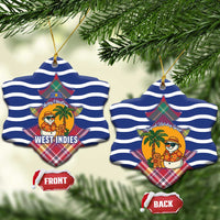 West Indies Christmas Ceramic Ornament with Tropical Snowman Palm Tree Gingerbread and Plaid Design - Wonder Print Shop