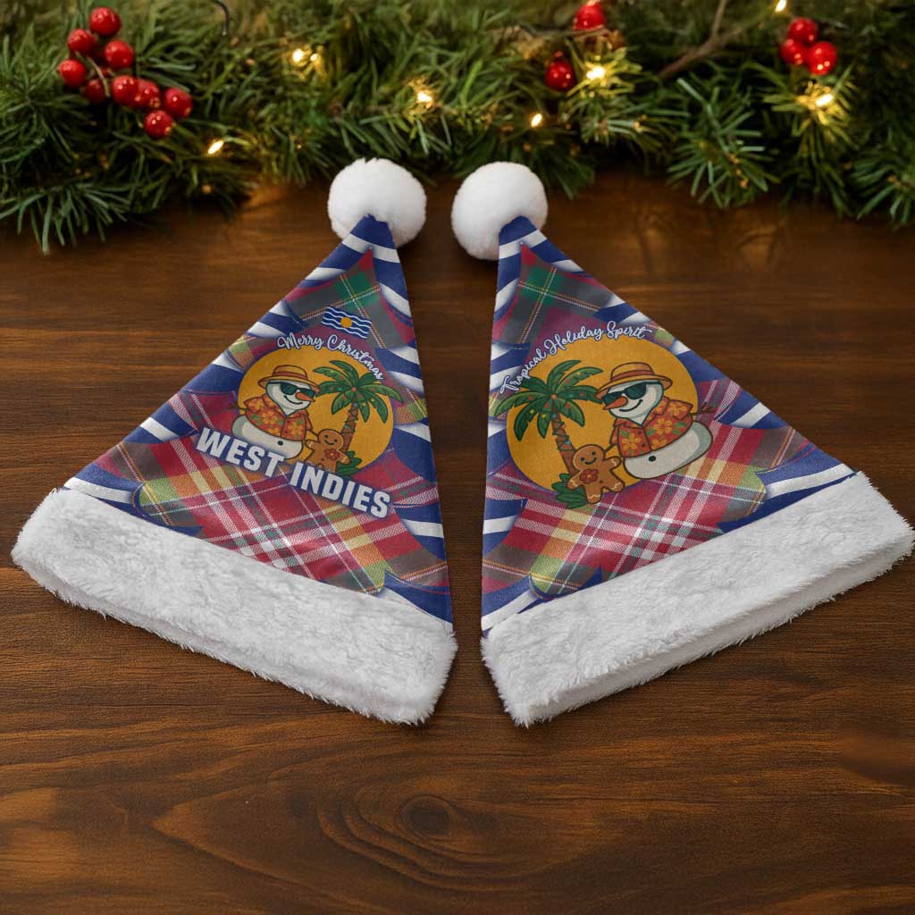 West Indies Christmas Santa Hat with Tropical Snowman Palm Tree Gingerbread and Plaid Design - Wonder Print Shop