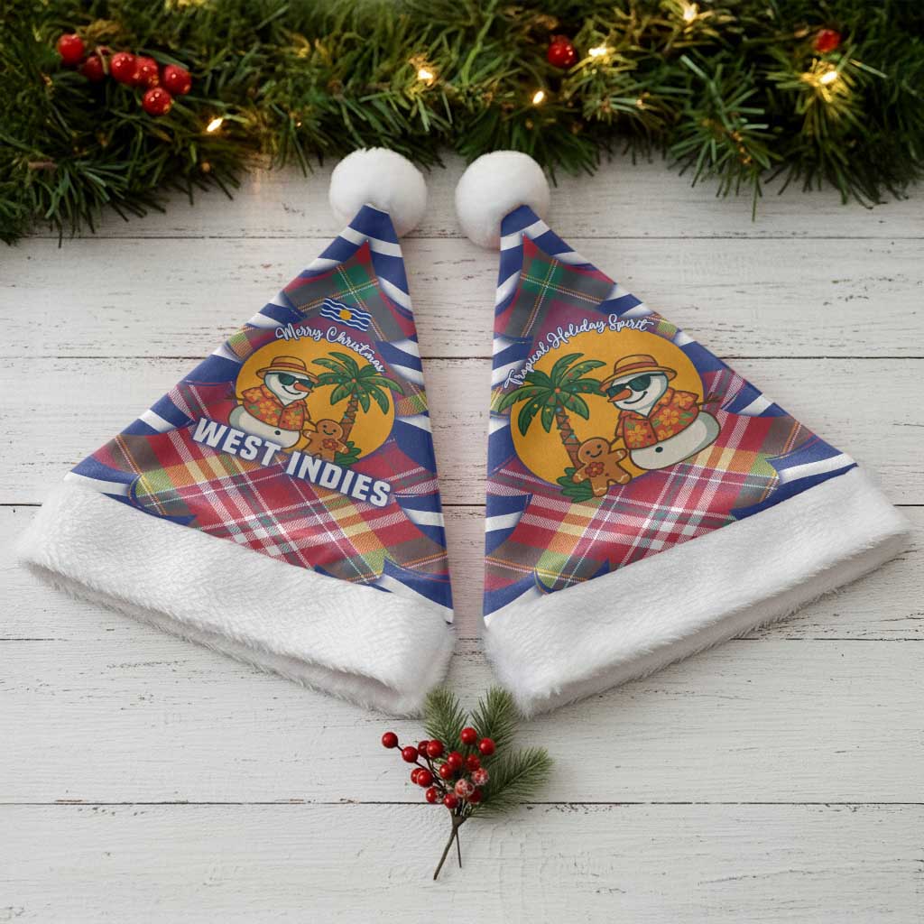 West Indies Christmas Santa Hat with Tropical Snowman Palm Tree Gingerbread and Plaid Design - Wonder Print Shop