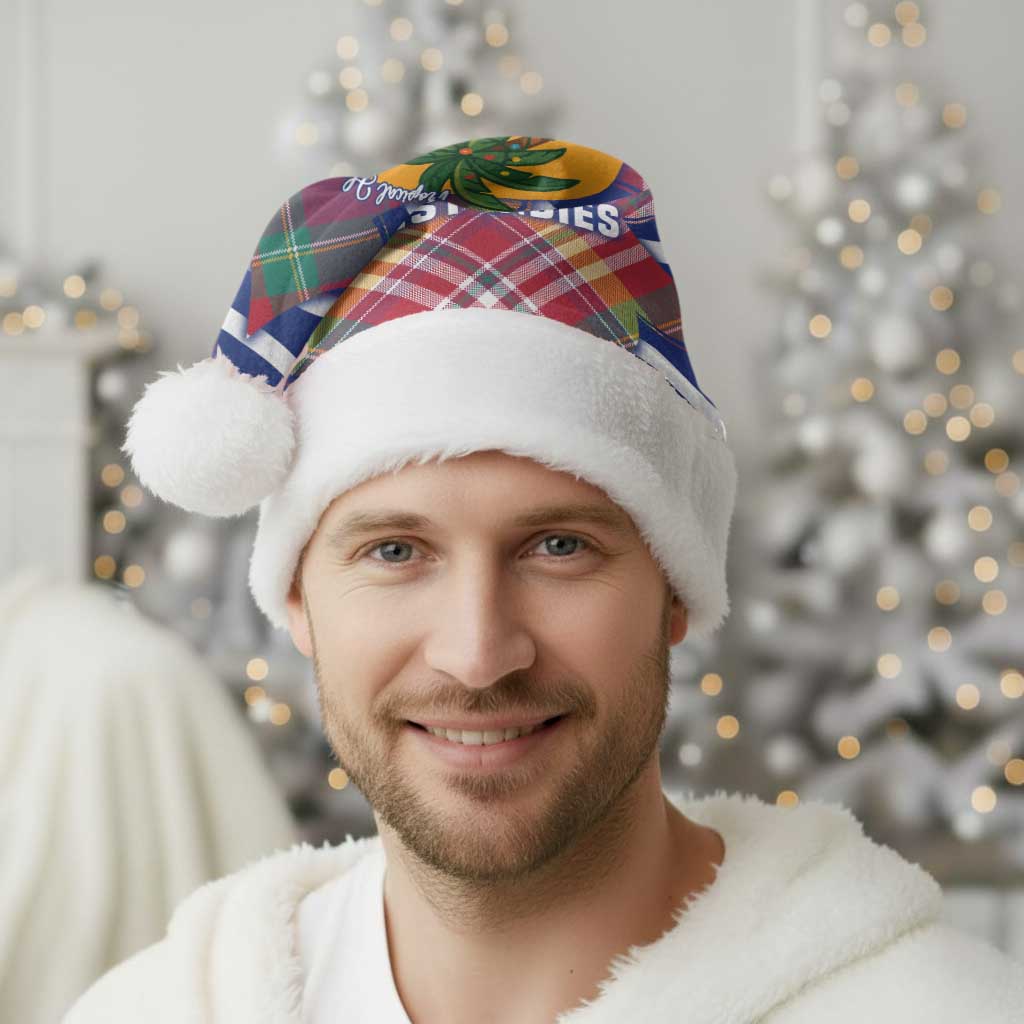 West Indies Christmas Santa Hat with Tropical Snowman Palm Tree Gingerbread and Plaid Design - Wonder Print Shop