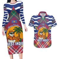 West Indies Christmas Couples Matching Long Sleeve Bodycon Dress and Hawaiian Shirt with Tropical Snowman Palm Tree Gingerbread and Plaid Design - Wonder Print Shop