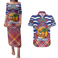 West Indies Christmas Couples Matching Puletasi and Hawaiian Shirt with Tropical Snowman Palm Tree Gingerbread and Plaid Design - Wonder Print Shop