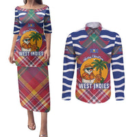 West Indies Christmas Couples Matching Puletasi and Long Sleeve Button Shirt with Tropical Snowman Palm Tree Gingerbread and Plaid Design - Wonder Print Shop