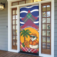 West Indies Christmas Door Cover with Tropical Snowman Palm Tree Gingerbread and Plaid Design - Wonder Print Shop