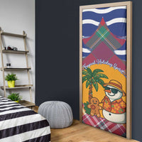 West Indies Christmas Door Cover with Tropical Snowman Palm Tree Gingerbread and Plaid Design - Wonder Print Shop