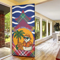 West Indies Christmas Door Cover with Tropical Snowman Palm Tree Gingerbread and Plaid Design - Wonder Print Shop