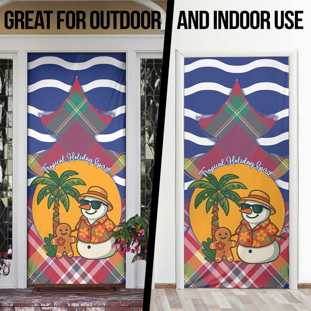 West Indies Christmas Door Cover with Tropical Snowman Palm Tree Gingerbread and Plaid Design - Wonder Print Shop