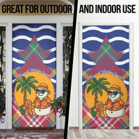West Indies Christmas Door Cover with Tropical Snowman Palm Tree Gingerbread and Plaid Design - Wonder Print Shop