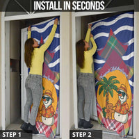 West Indies Christmas Door Cover with Tropical Snowman Palm Tree Gingerbread and Plaid Design - Wonder Print Shop