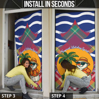 West Indies Christmas Door Cover with Tropical Snowman Palm Tree Gingerbread and Plaid Design - Wonder Print Shop