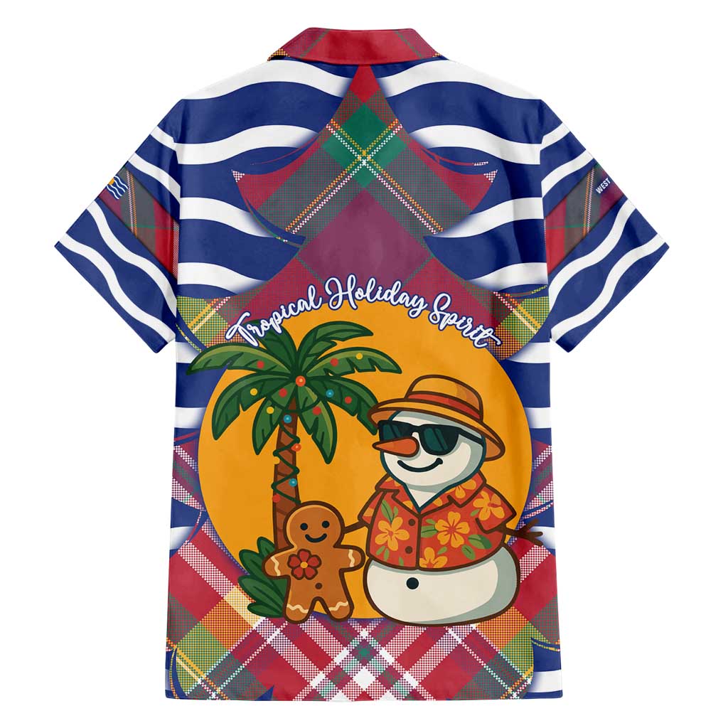 West Indies Christmas Family Matching Long Sleeve Bodycon Dress and Hawaiian Shirt with Tropical Snowman Palm Tree Gingerbread and Plaid Design - Wonder Print Shop