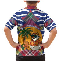 West Indies Christmas Family Matching Mermaid Dress and Hawaiian Shirt with Tropical Snowman Palm Tree Gingerbread and Plaid Design - Wonder Print Shop
