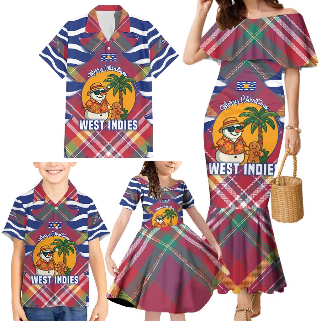 West Indies Christmas Family Matching Mermaid Dress and Hawaiian Shirt with Tropical Snowman Palm Tree Gingerbread and Plaid Design - Wonder Print Shop