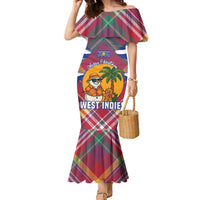 West Indies Christmas Family Matching Mermaid Dress and Hawaiian Shirt with Tropical Snowman Palm Tree Gingerbread and Plaid Design - Wonder Print Shop