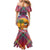 West Indies Christmas Family Matching Mermaid Dress and Hawaiian Shirt with Tropical Snowman Palm Tree Gingerbread and Plaid Design - Wonder Print Shop