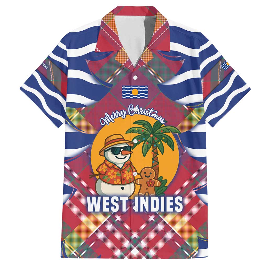 West Indies Christmas Family Matching Off Shoulder Maxi Dress and Hawaiian Shirt with Tropical Snowman Palm Tree Gingerbread and Plaid Design - Wonder Print Shop