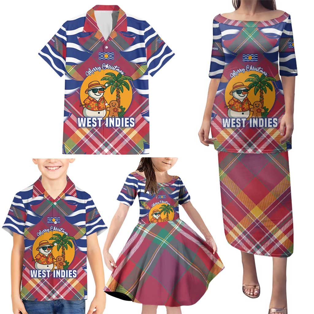 West Indies Christmas Family Matching Puletasi and Hawaiian Shirt with Tropical Snowman Palm Tree Gingerbread and Plaid Design - Wonder Print Shop
